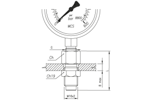 Złącze pomiarowe proste GW calowy pod manometr / GZ 16x2,0