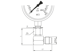 Złącze pomiarowe kątowe 90° GW calowy pod manometr / GZ
