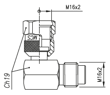 Złącze pomiarowe kątowe 90° GW 16x2,0 / GZ 16x2,0