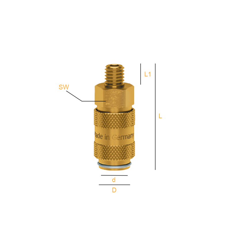 Szybkozłącze NW 2,7 gwint zewnętrzny GZ 1/8" BSP, Materia