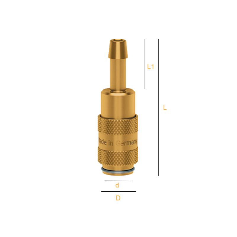 Szybkozłącze NW 2,7 DN, Materiał: Mosiądz, Rodzaj szybko
