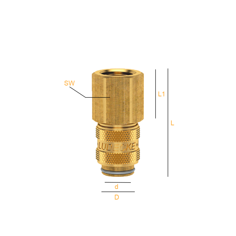 Szybkozłącze NW 5 gwint wewnętrzny, Materiał: Mosiądz, 