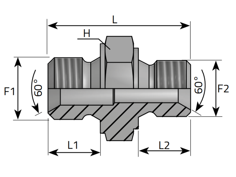 Złącze proste redukcyjne GR 1/4" BSPP - 1/8" BSPP, Materia