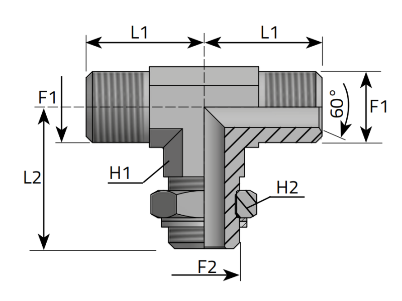 Trójnik symetryczny z nakrętką TEET 1/8" BSPP - 1/8" BSPP