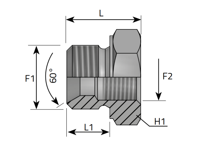 Przyłącze proste GAI 1/4" BSPP - 1/8" BSPP, Materiał: Sta
