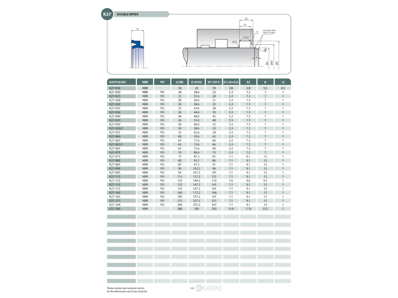 Uszczelnienie K27 NBR 8x14x11,2x4,3k/6,3k/5,5u, Symbole uszc