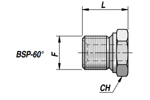 Przyłącze do spawania ze stożkiem 60° RV502, Rozmiar gwi
