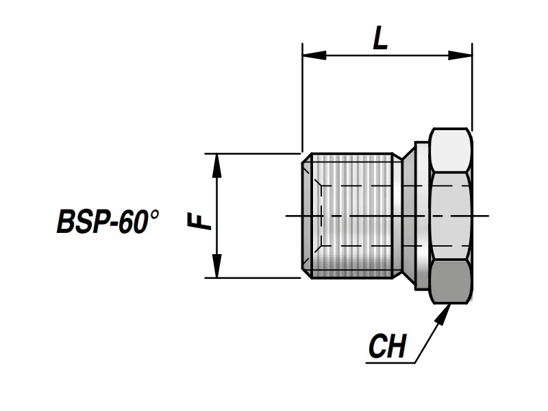 Przyłącze do spawania ze stożkiem 60° RV502, Rozmiar gwi