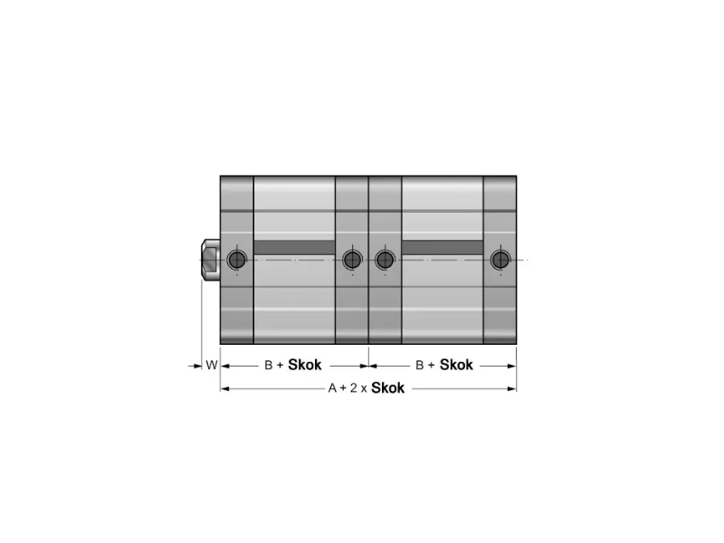 Siłownik kompaktowy ISO 21287/UNITOP SK21 typu tandem, ISO2