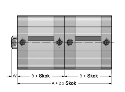 Siłownik kompaktowy ISO 21287/UNITOP SK21 typu tandem, ISO2