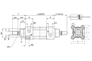 Siłownik STANDARD ISO15552/6431 z dwustronnym tłoczyskiem,