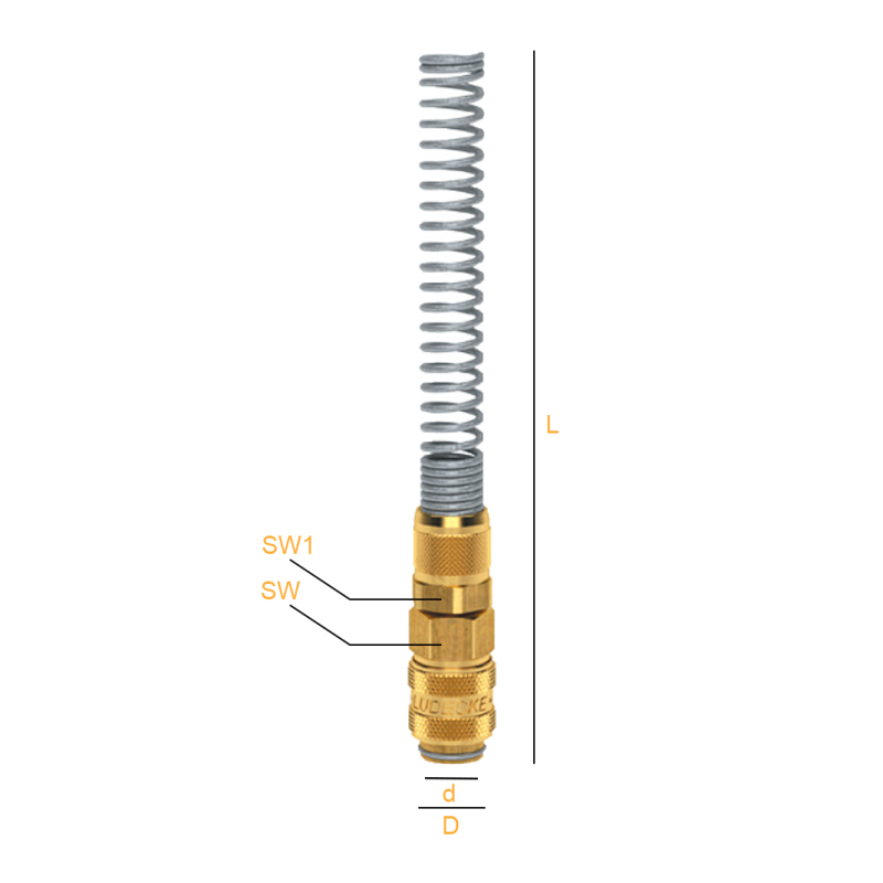Szybkozłącze NW 5 skręcane ze sprężyną do węża spira