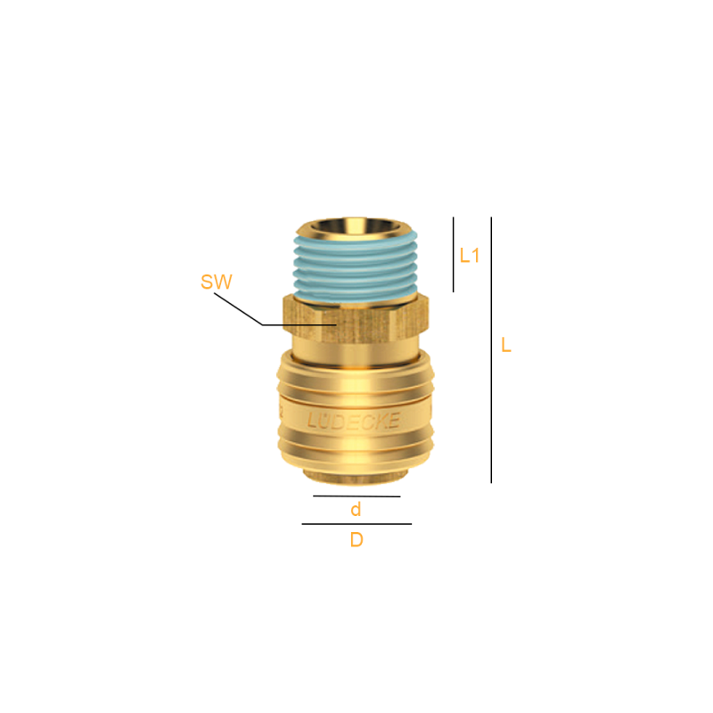 Szybkozłącze NW 7,2 gwint zewnętrzny stożkowy, Materiał