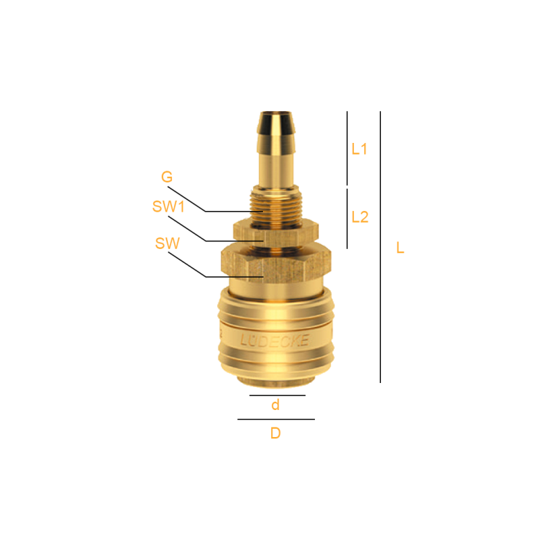 Szybkozłącze NW 7,2 grodziowe pod wąż, Materiał: Mosią