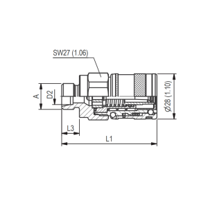 Szybkozłącze suchoodcinające Serii FF gwint wewnętrzny, 