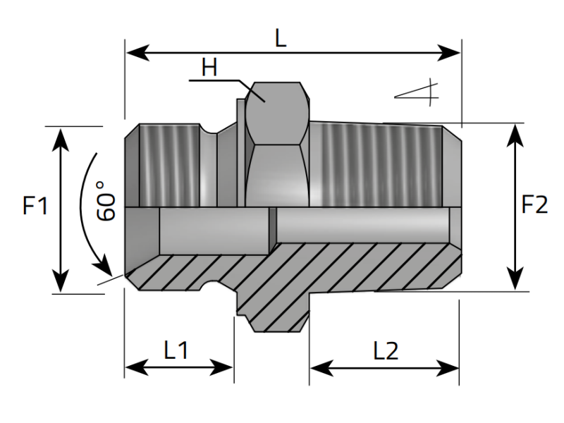 Przyłącze proste GE 1/4" BSPP - 1/8" BSPT, Materiał: Stal
