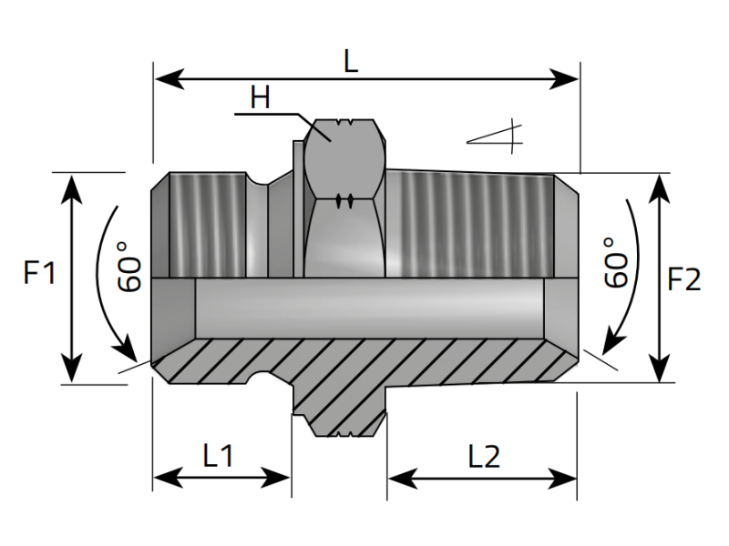 Przyłącze proste GE 1/8" BSPP - 1/8" NPT, Materiał: Stal 
