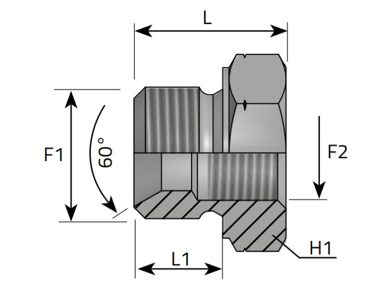 Przyłącze proste RI M-BSPP stożek 60° M18x1,5 - 1/4" BSP