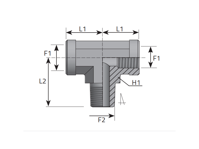 Trójnik symetryczny TWT 1/8" NPT, Materiał: Stal węglowa 