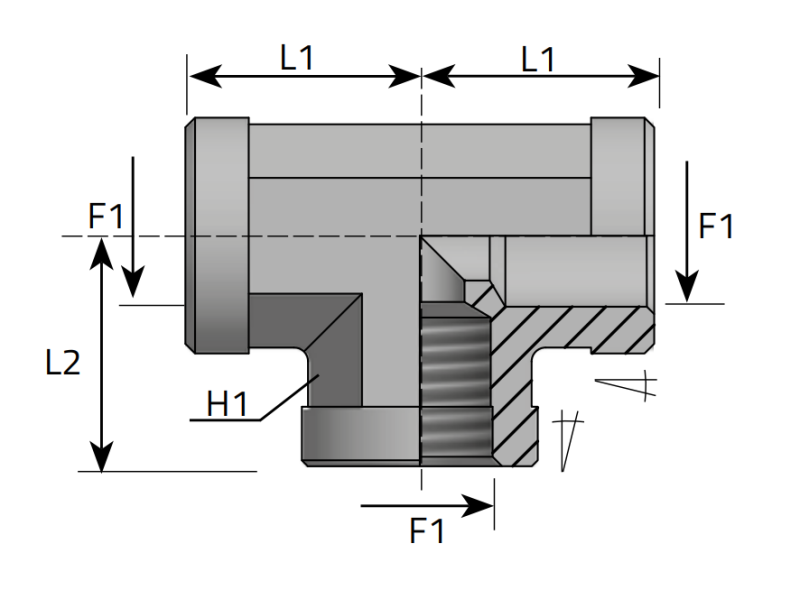 Trójnik TW 1/8" NPT, Materiał: Stal węglowa Cr(VI)-free/Z