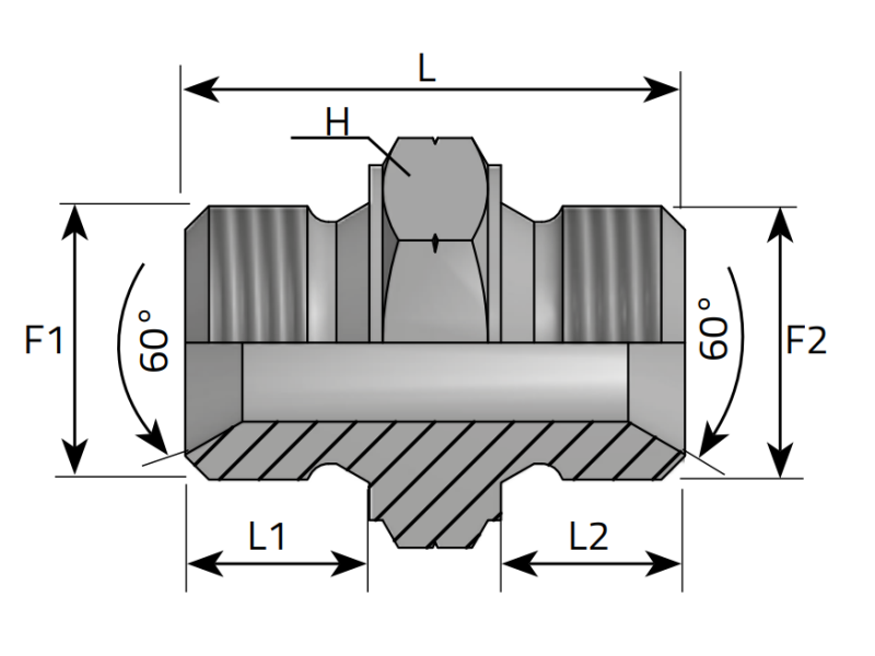 Złącze proste MG stożek 60° M10x1,0, Materiał: Stal węglowa Cr(VI)-free/Zn-Ni, Rozmiar gwintu: M10x1,0