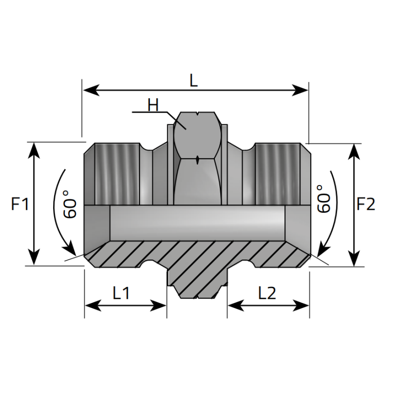 Złącze proste MG stożek 60° M10x1,0, Materiał: Stal węglowa Cr(VI)-free/Zn-Ni, Rozmiar gwintu: M10x1,0