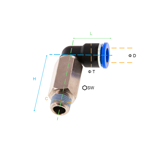 Złącza z tworzywa / mosiądz niklowany