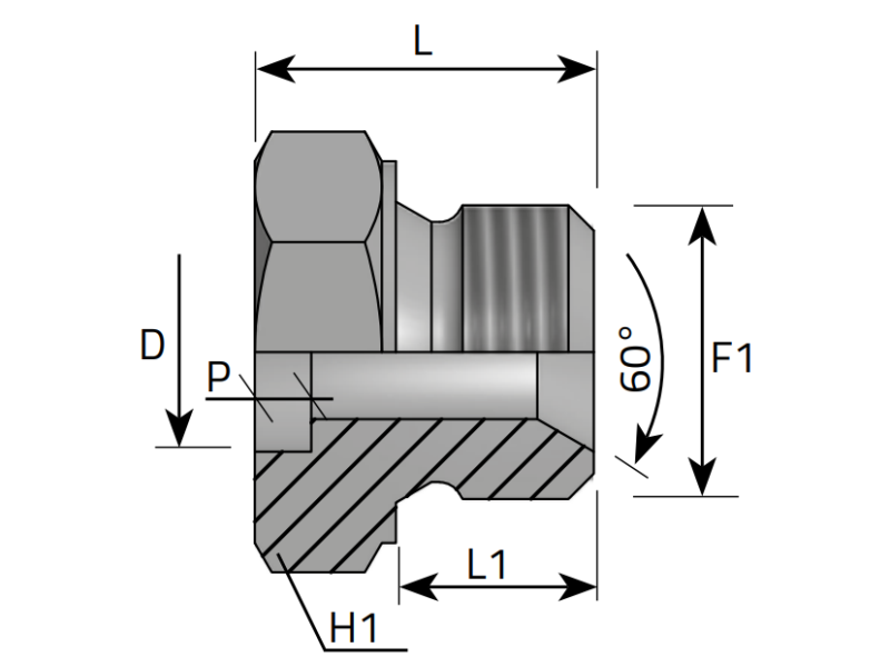 Złącze proste do spawania AMNS 1/4" BSPP - D 08, Materiał