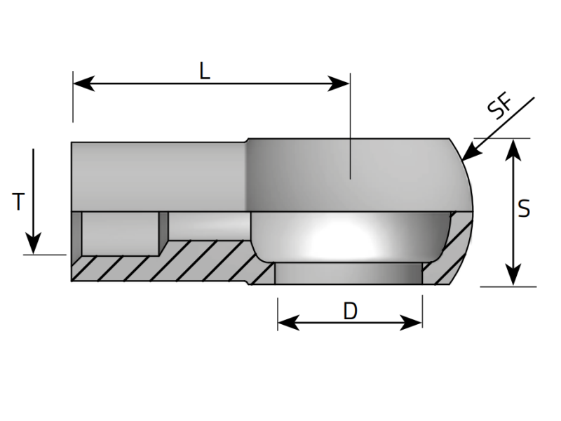 Końcówka oczkowa AOSG D 1/8" - T 6, Materiał: Stal czerni