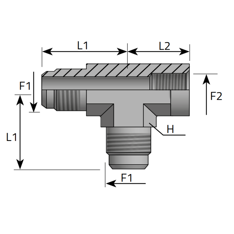 Trójnik niesymetryczny ELW 7/16" JIC - 1/8" BSPP, Materiał