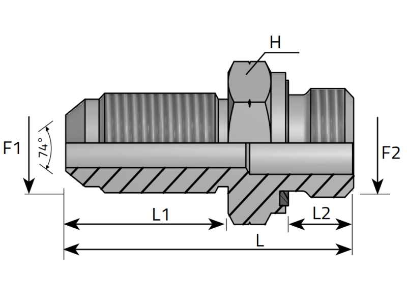 Przyłącze proste ASVR 7/16" JIC - M10x1,0, Materiał: Stal
