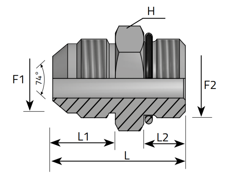 Przyłącze proste GE 7/16" JIC - 7/16" UNF, Materiał: Stal