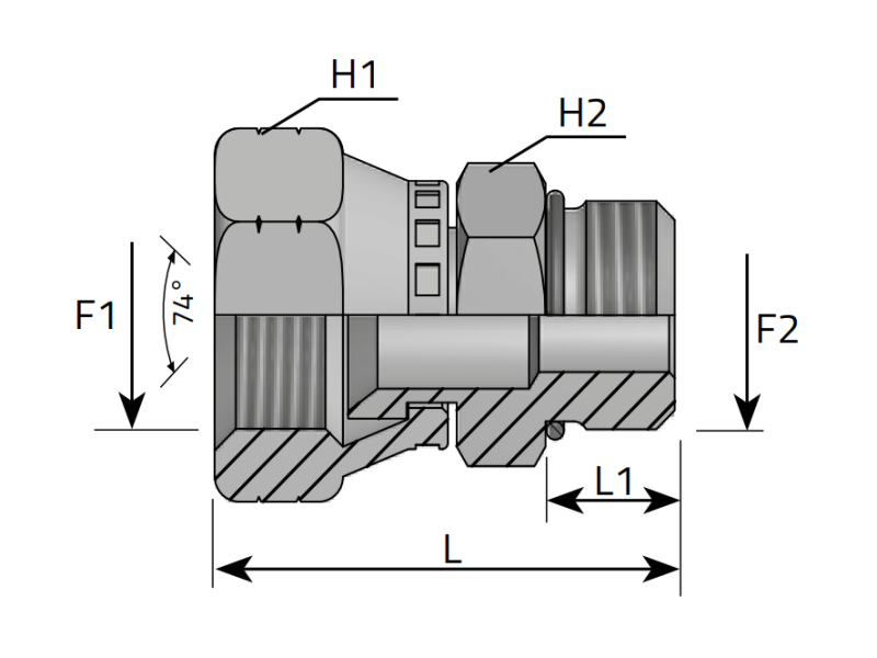 Przyłącze proste EGE 7/16" JIC - 7/16" UNF, Materiał: Sta