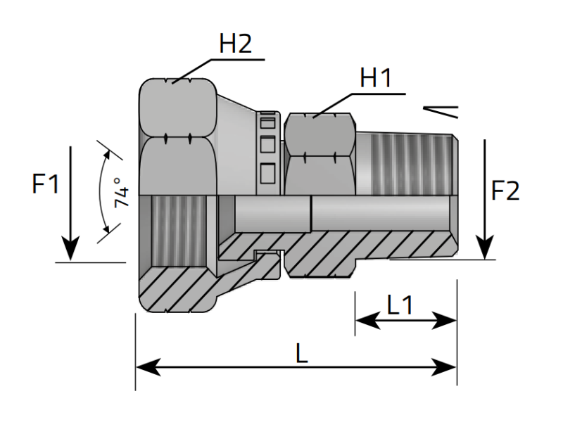 Przyłącze proste EGE 7/16" JIC - 1/8" NPT, Materiał: Stal