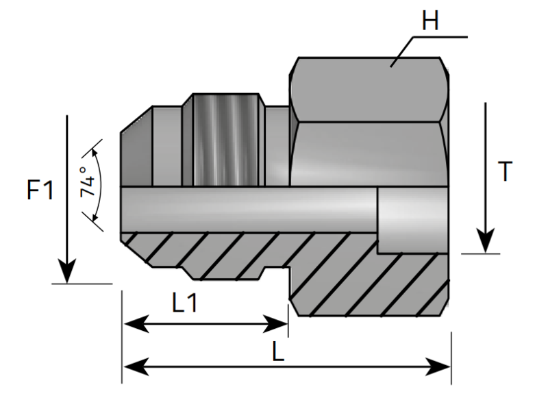 Przyłącze proste AMNJ 7/16" JIC, Materiał: Stal czerniona