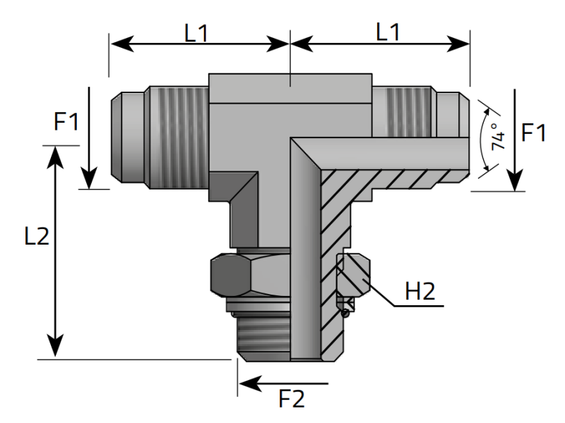 Trójnik symetryczny TEET 7/16" JIC - 1/8" BSPP, Materiał: 
