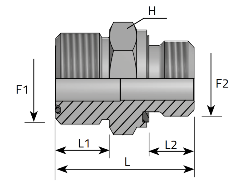 Przyłącze proste GE 9/16" ORFS - 1/8" BSPP, Materiał: Sta