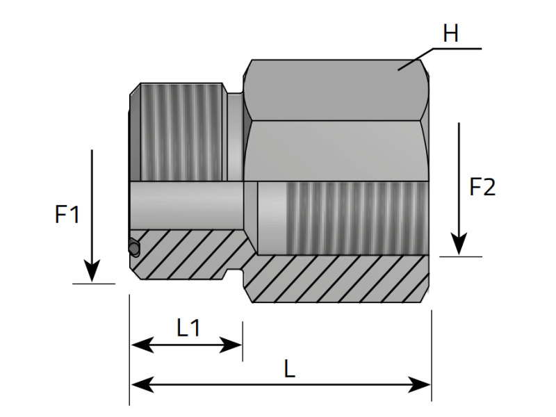 Przyłącze proste GAI 9/16" ORFS - 1/4" BSPP, Materiał: St