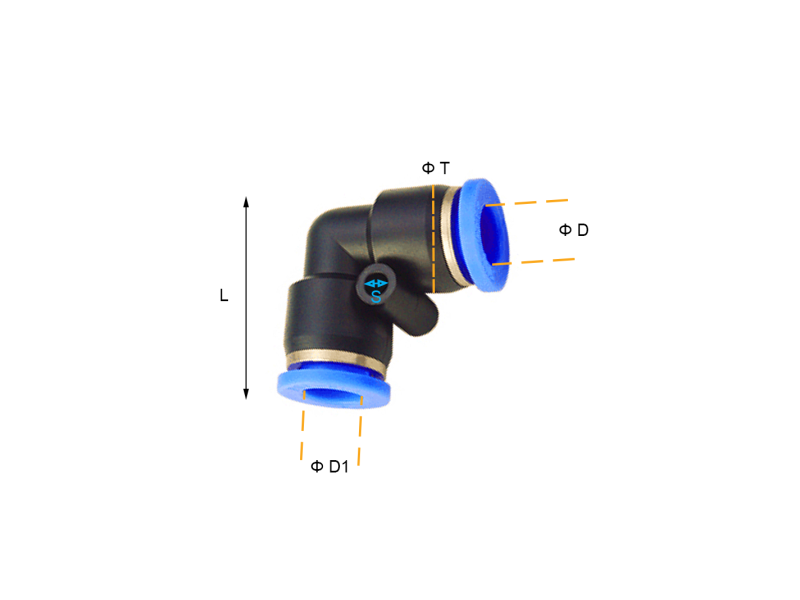 Złącze wtykowe WPM kątowe proste Metryczne 4 mm - 4 mm, Rozmiar wariantu: 4 mm - 4 mm