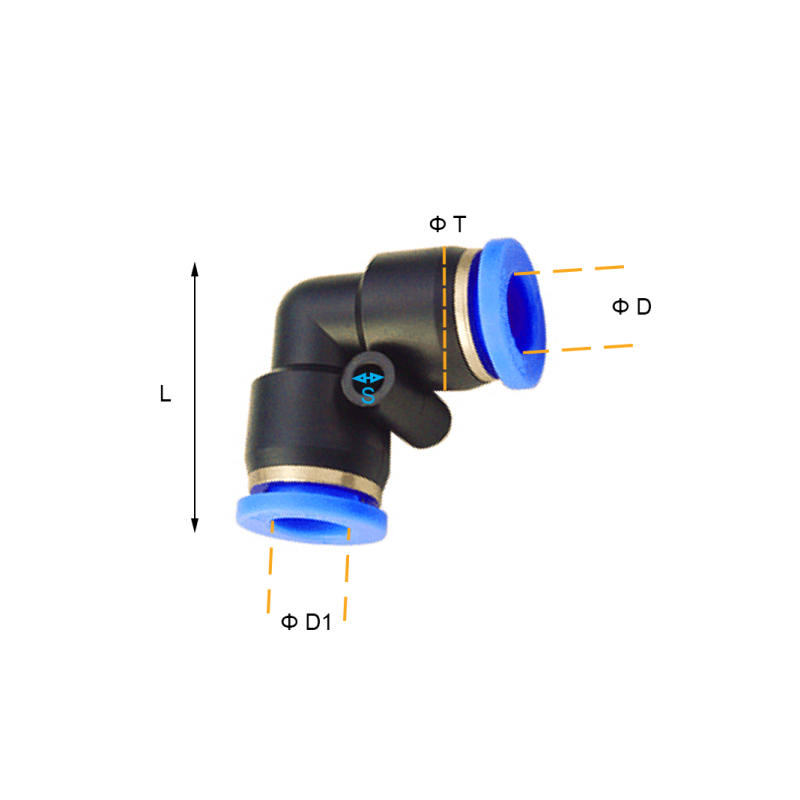 Złącze wtykowe WPM kątowe proste Metryczne 4 mm - 4 mm, Rozmiar wariantu: 4 mm - 4 mm