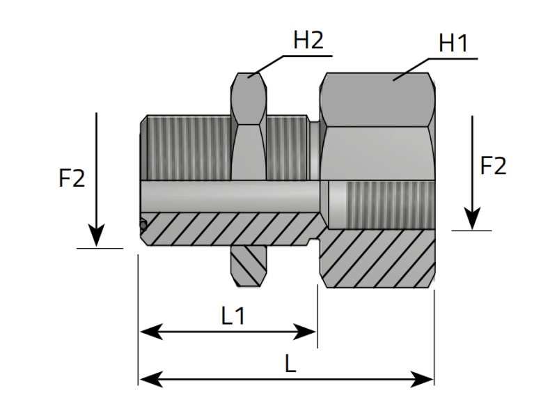 Przyłącze proste grodziowe GAISV 9/16" ORFS - 1/4" BSPP, M
