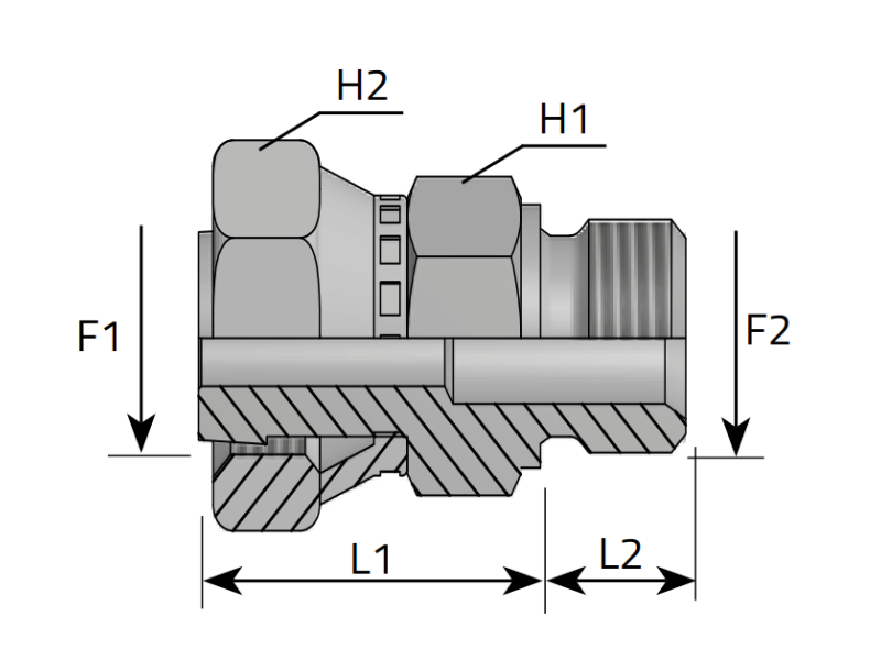 Przyłącze proste EGE 9/16" ORFS - 1/8" BSPP, Materiał: St
