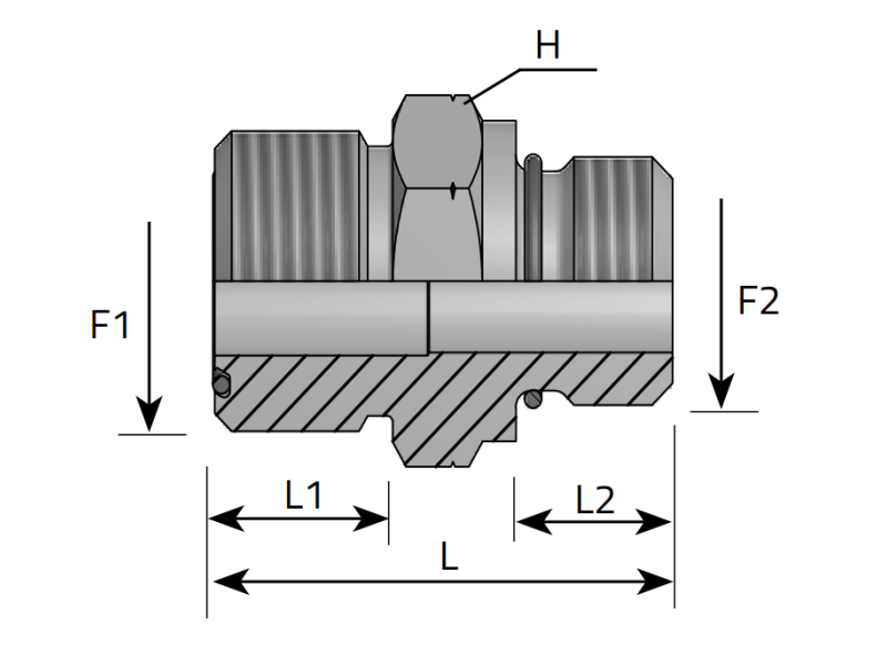 Przyłącze proste GE-O 11/16" ORFS - M12x1,5, Materiał: St