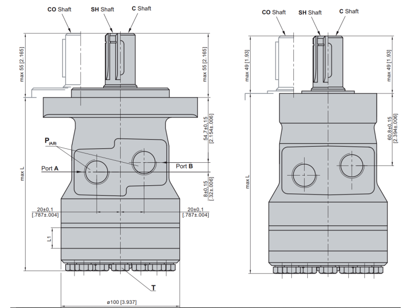 Silnik hydrauliczny Serii SR, Objętość geometryczna: 80,3