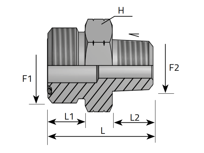 Przyłącze proste GE 9/16" ORFS - 1/8" NPT, Materiał: Stal