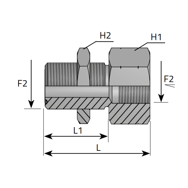 Przyłącze proste grodziowe GAISV 9/16" ORFS - 1/4" NPT, Ma