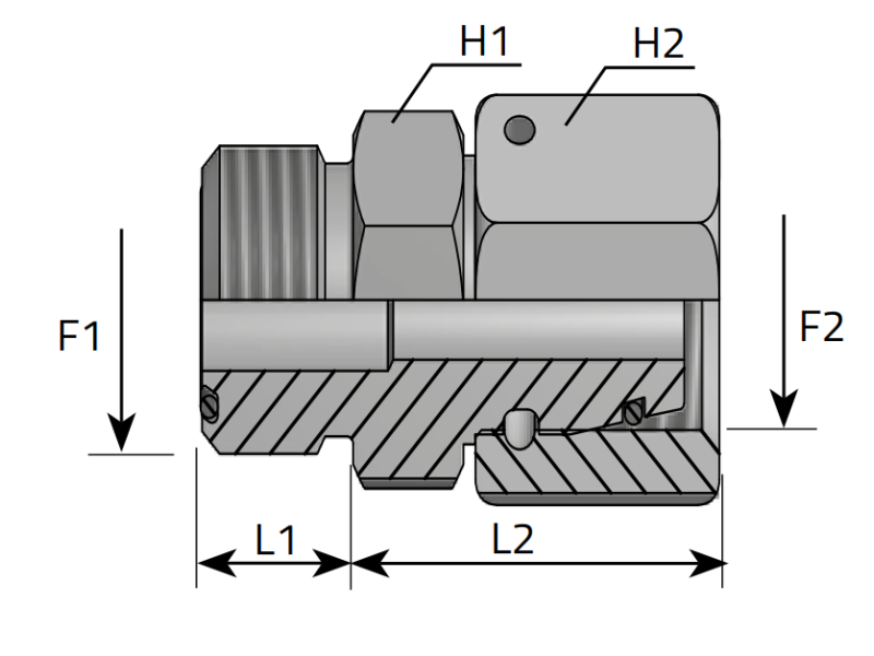 Złącze proste GRGW 9/16" ORFS - 06L M12x1,5, Materiał: St