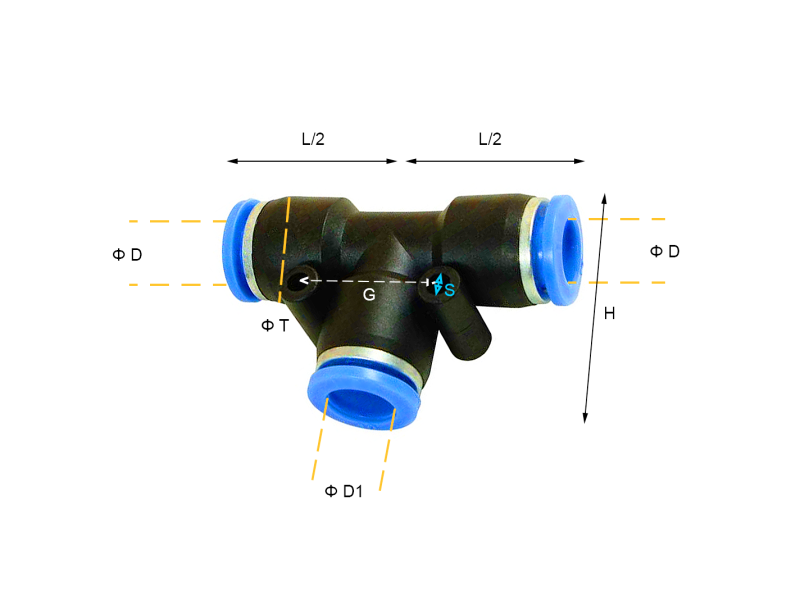 Złącze wtykowe TPM trójnikowe proste Metryczne 4 mm - 4 mm - 4 mm, Rozmiar wariantu: 4 mm - 4 mm - 4 mm