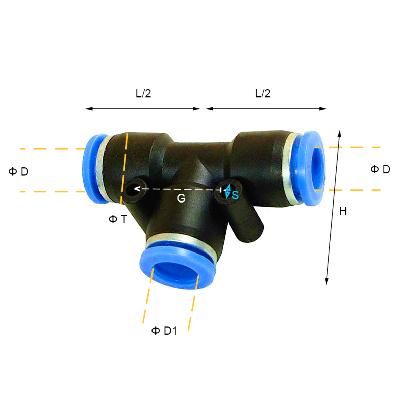 Złącze wtykowe TPM trójnikowe proste Metryczne 4 mm - 4 mm - 4 mm, Rozmiar wariantu: 4 mm - 4 mm - 4 mm
