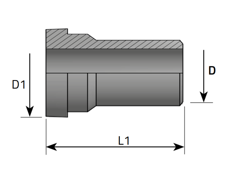 Złącze proste do spawania TOW ORFS D6, Materiał: Stal cze